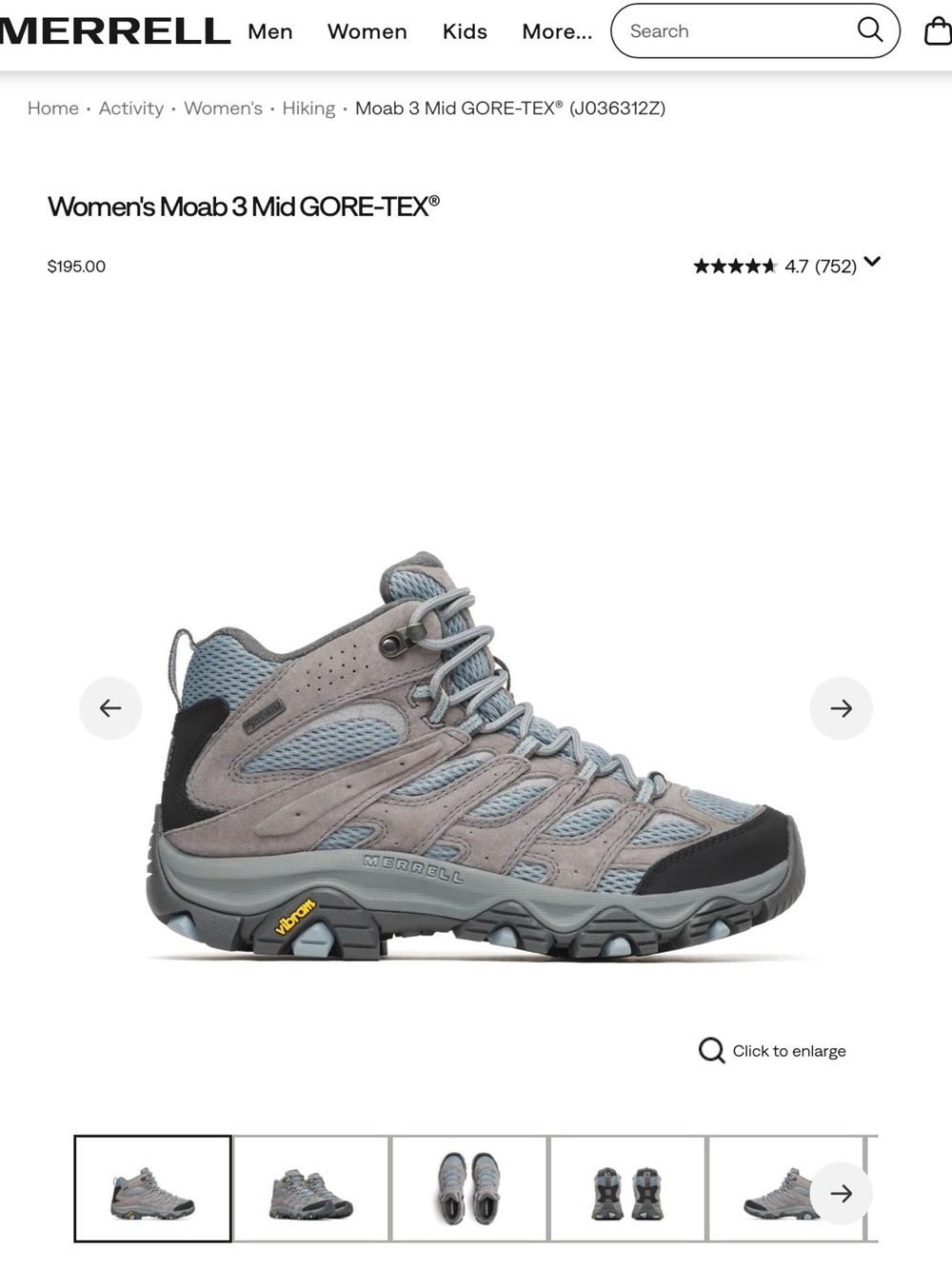 Merrell Women’s Moab 3 Mid Waterproof Size 7 Hiking Boots Altitude Jo36328 $195